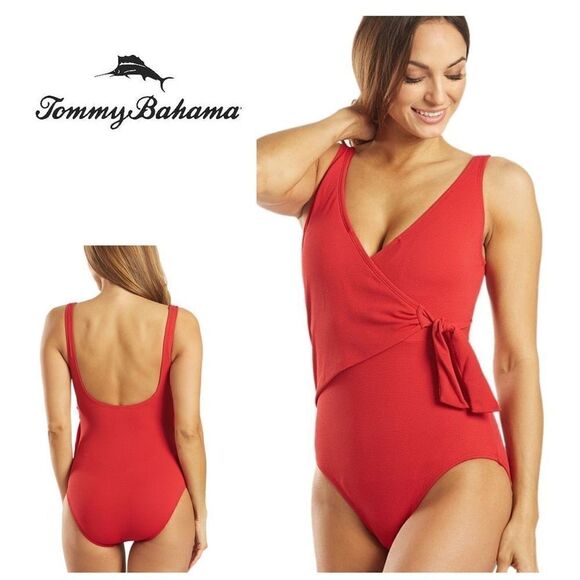 New. Tommy Bahama red wrap swimsuit.  MSRP $169 size 10 - Picture 1 of 10